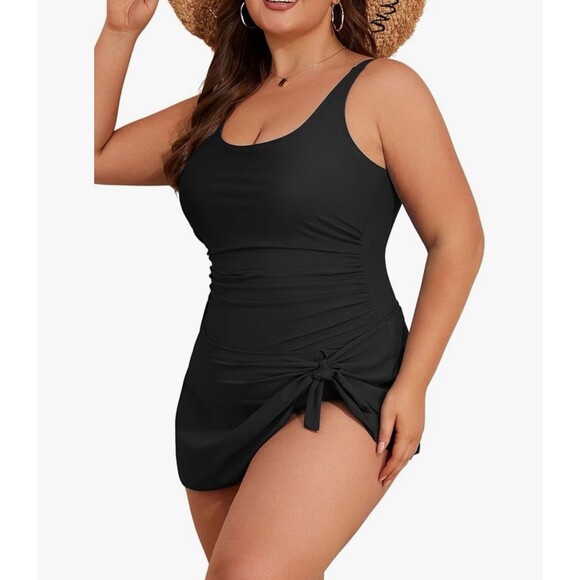 Plus Size Swim dress One Piece Swimsuit Tummy Control Swim black Skirt size 18W - Picture 1 of 14